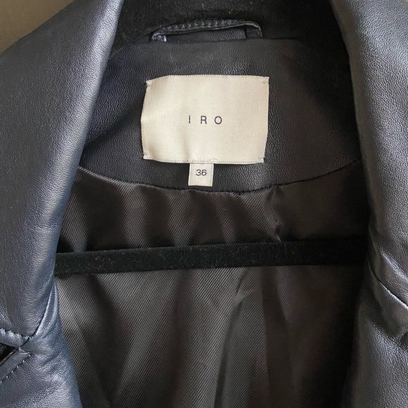 IRO navy blue quilted leather jacket. Size 36 (4 US). NwoT - Picture 7 of 11